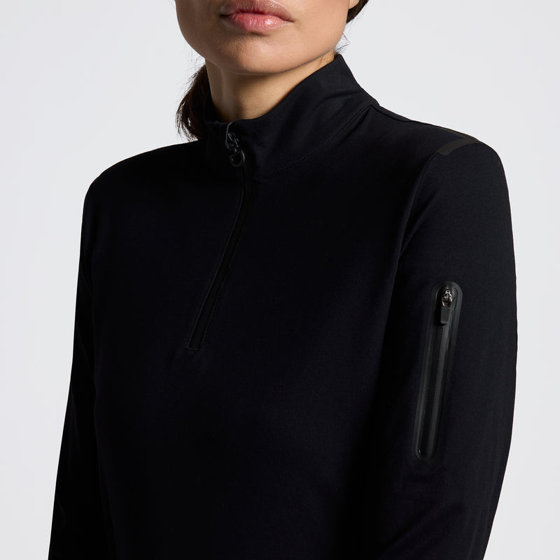 Jersey Fleece Half Zip Training Top in Black
