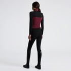 Wool Long Sleeve Zip Training Top in Bordeaux/Black