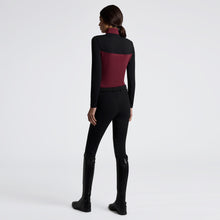 Wool Long Sleeve Zip Training Top in Bordeaux/Black