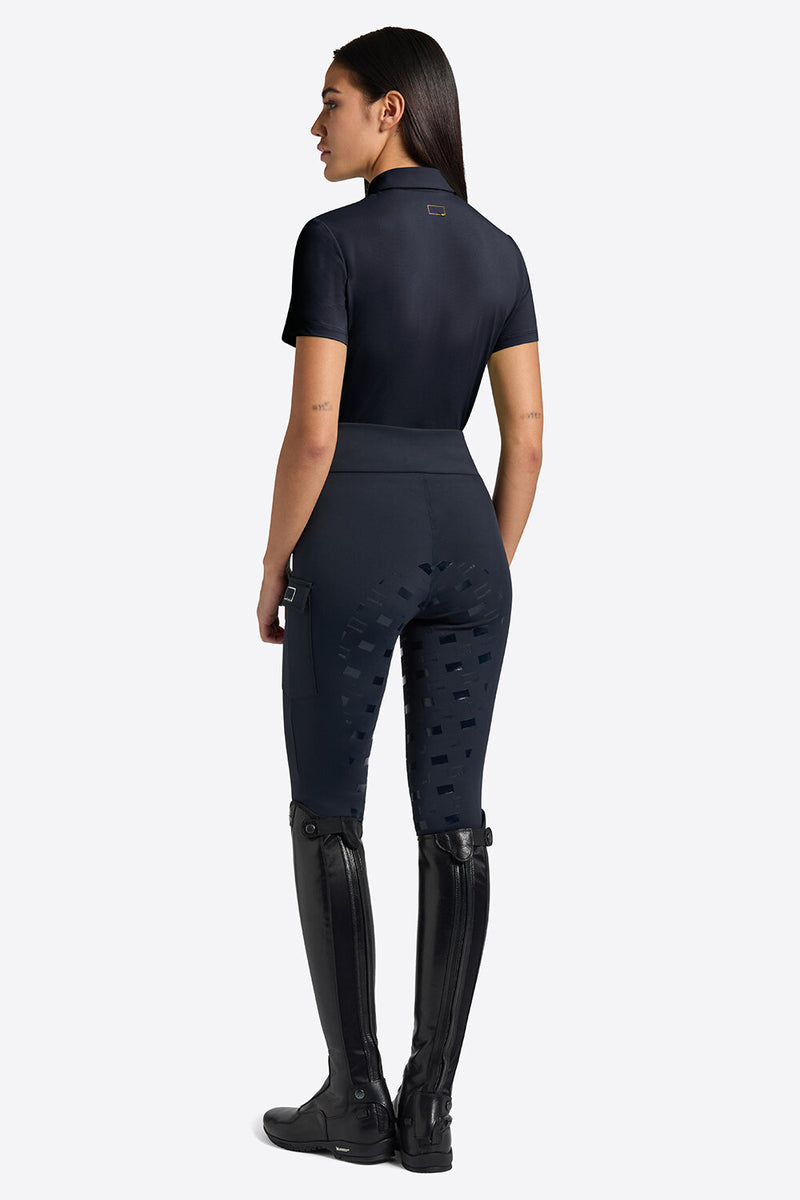 Micro-Perforated Training Zip Polo in Navy
