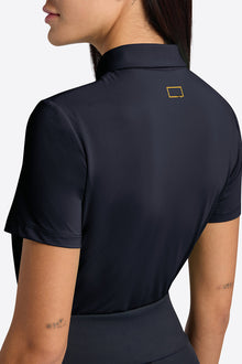 Micro-Perforated Training Zip Polo in Navy