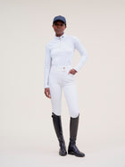 Pablito Long Sleeve Riding Top in Micro-perforated White