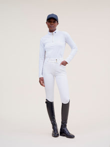 Pablito Long Sleeve Riding Top in Micro-perforated White