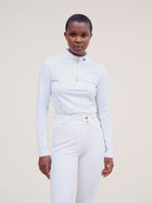 Pablito Long Sleeve Riding Top in Micro-perforated White