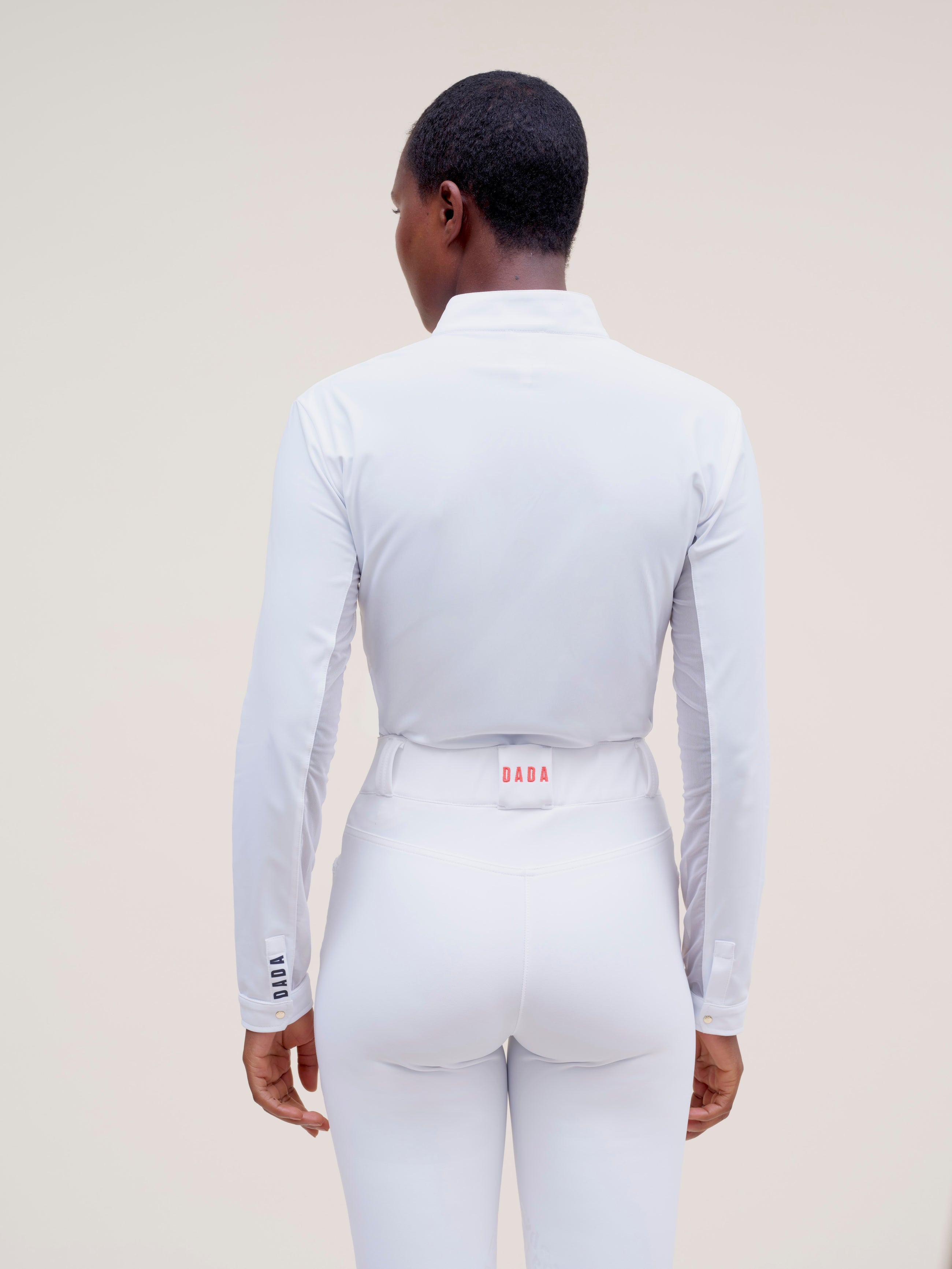 Pablito Long Sleeve Riding Top in Micro-perforated White