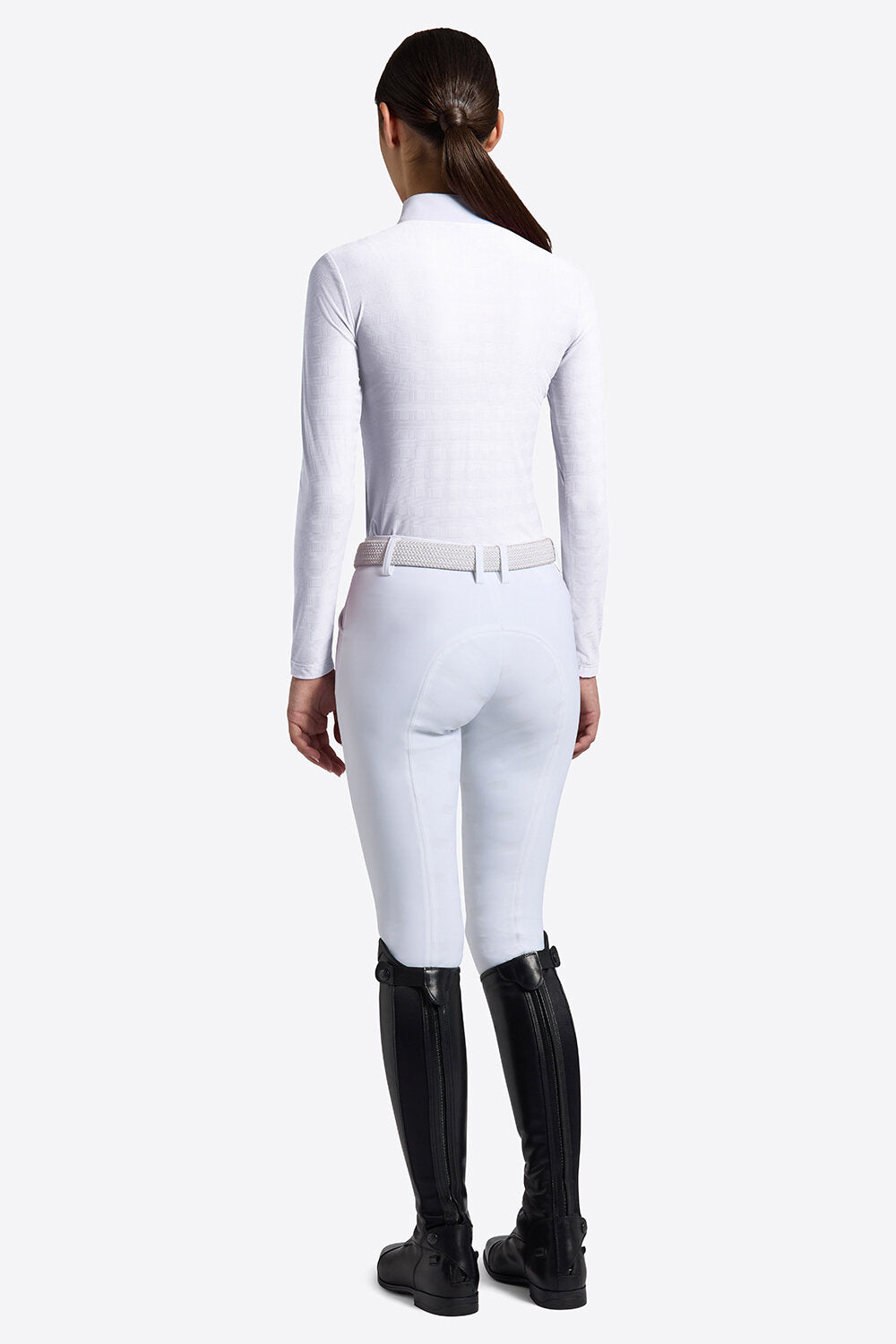 Girl's Long Sleeve Jacquard Jersey Show Shirt in White