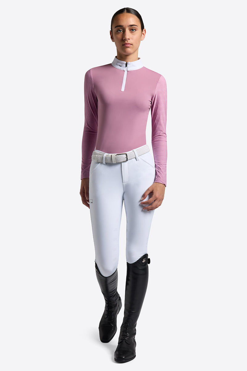 Girl's Long Sleeve Jacquard Jersey Show Shirt in Mauve Orchid