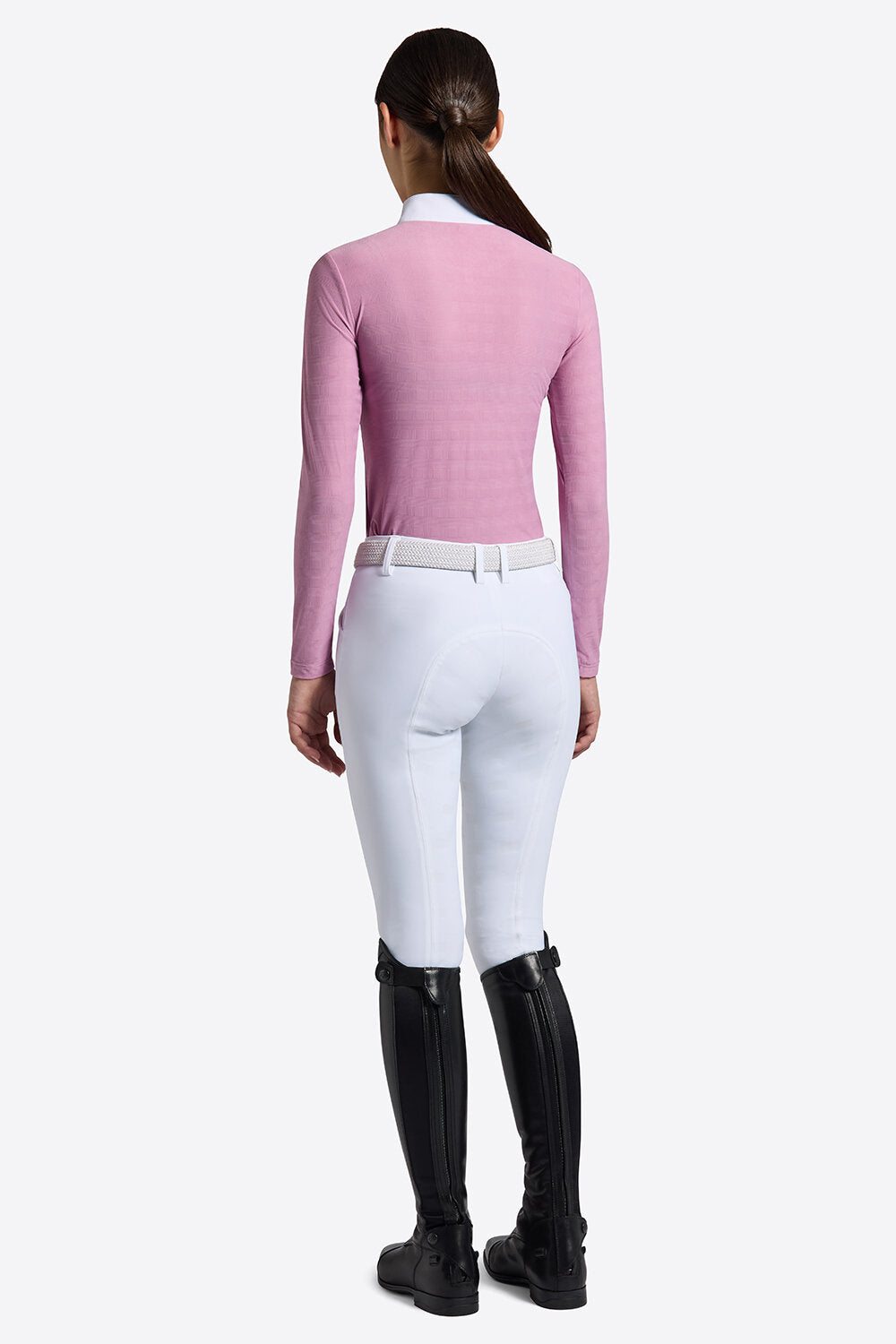 Girl's Long Sleeve Jacquard Jersey Show Shirt in Mauve Orchid