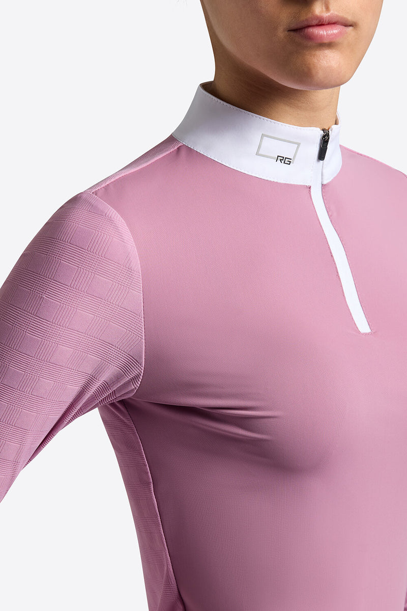 Girl's Long Sleeve Jacquard Jersey Show Shirt in Mauve Orchid