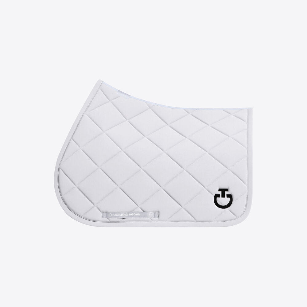 Diamond Quilted Jersey Jumping Saddle Pad in White