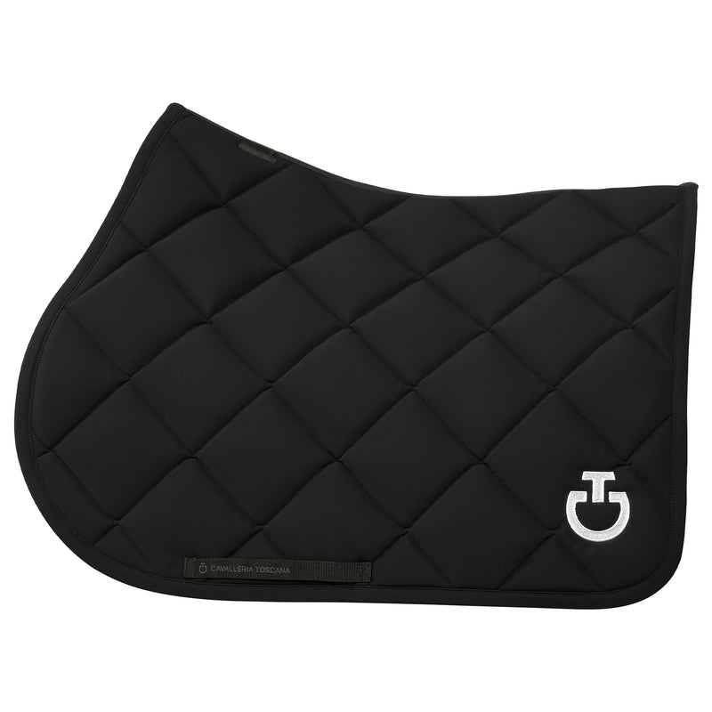 Diamond Quilted Jersey Jumping Saddle Pad in Black