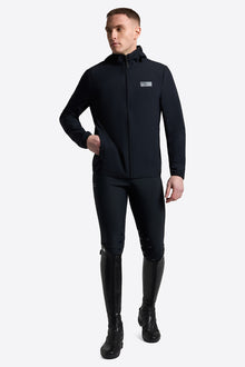 Bonded Jacquard Jersey Hooded Softshell Jacket in Navy