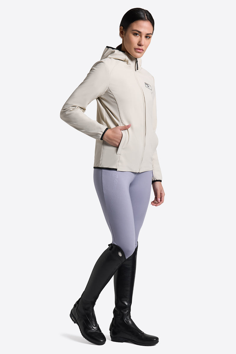 Bonded Jacquard Jersey Hooded Softshell Jacket in Sand