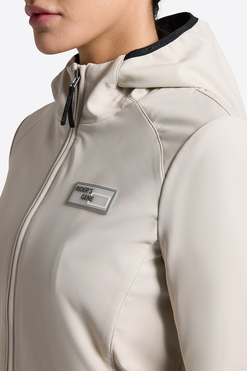 Bonded Jacquard Jersey Hooded Softshell Jacket in Sand