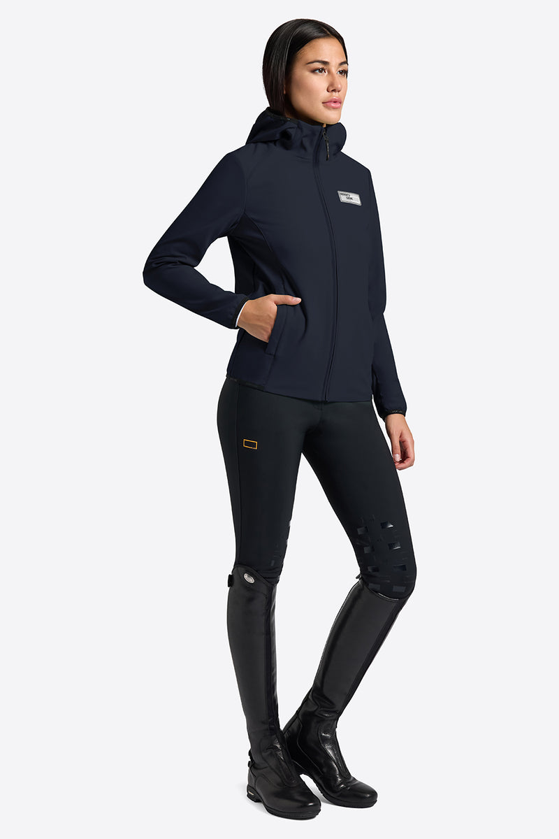 Bonded Jacquard Jersey Hooded Softshell Jacket in Navy