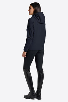 Bonded Jacquard Jersey Hooded Softshell Jacket in Navy