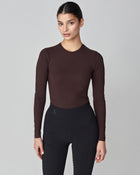 Sculpting Long Sleeve Top in Dark Brown