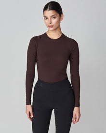 Sculpting Long Sleeve Top in Dark Brown