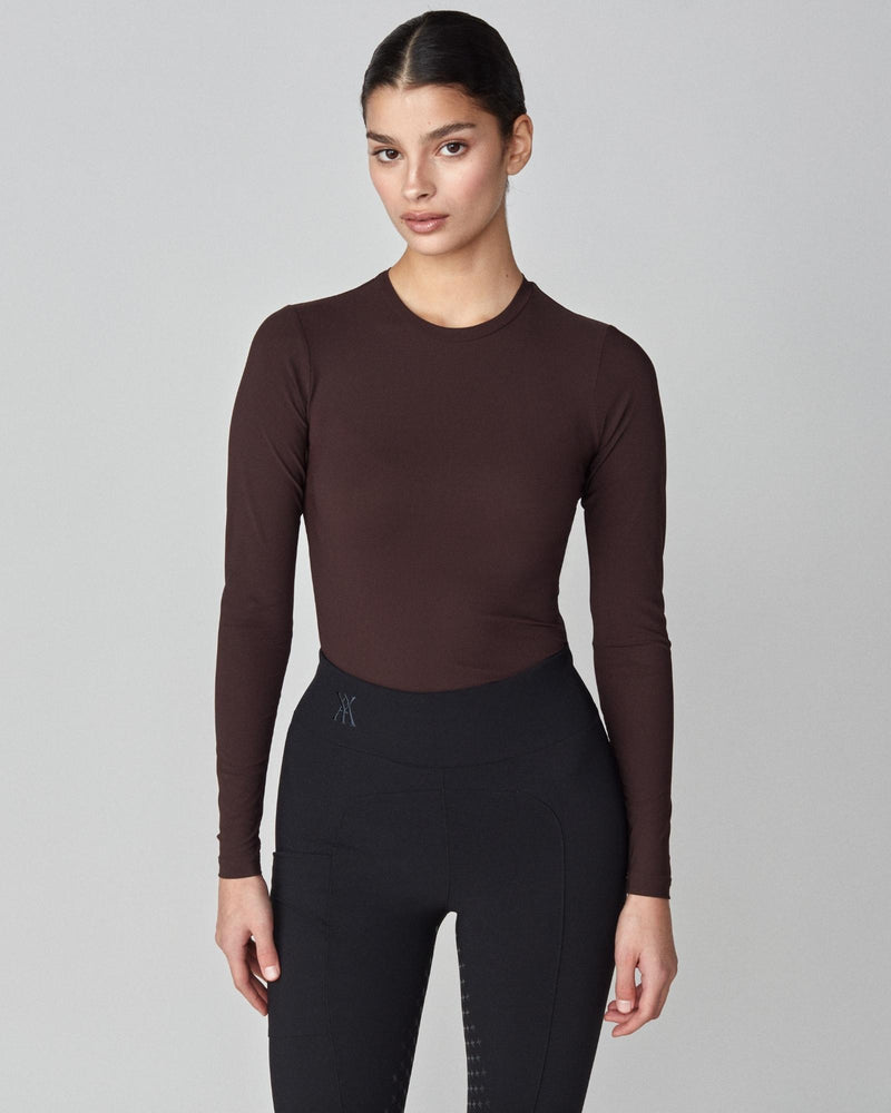 Sculpting Long Sleeve Top in Dark Brown
