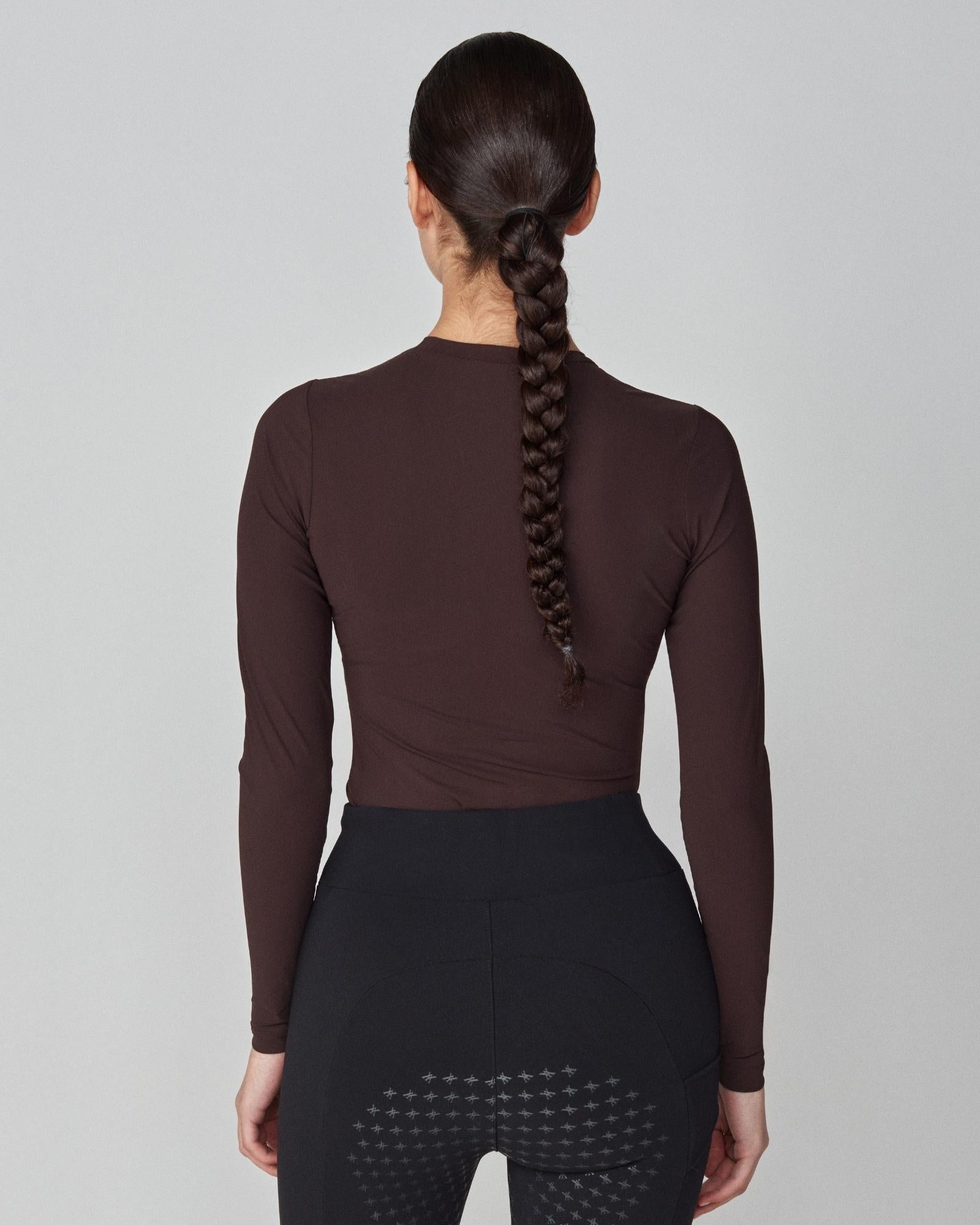 Sculpting Long Sleeve Top in Dark Brown