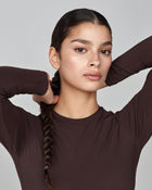 Sculpting Long Sleeve Top in Dark Brown