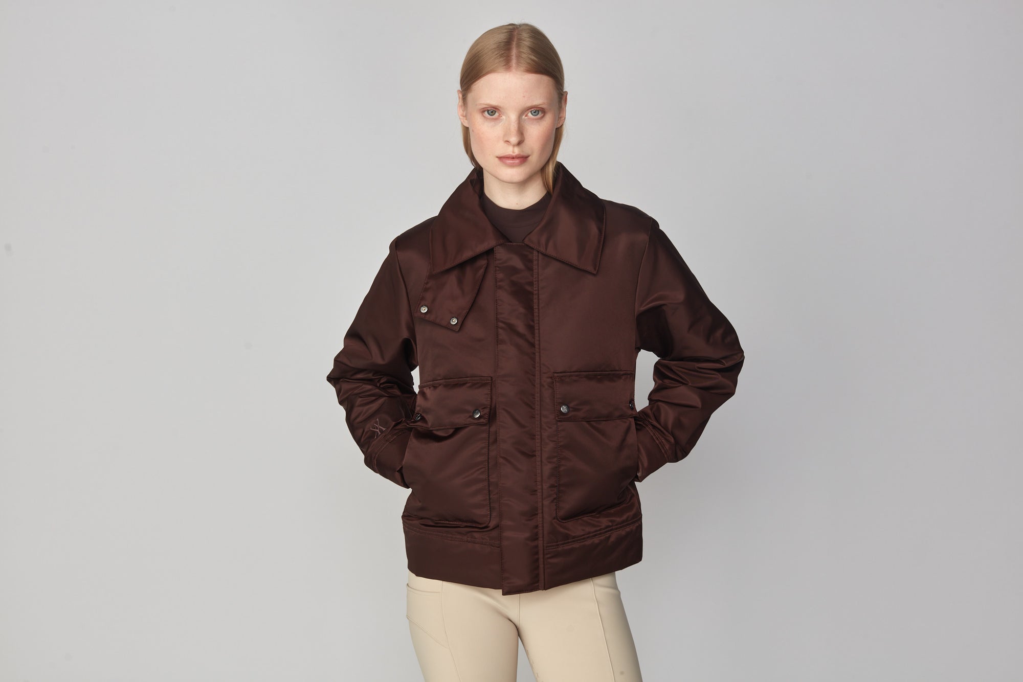 Short Padded Jacket in Dark Brown