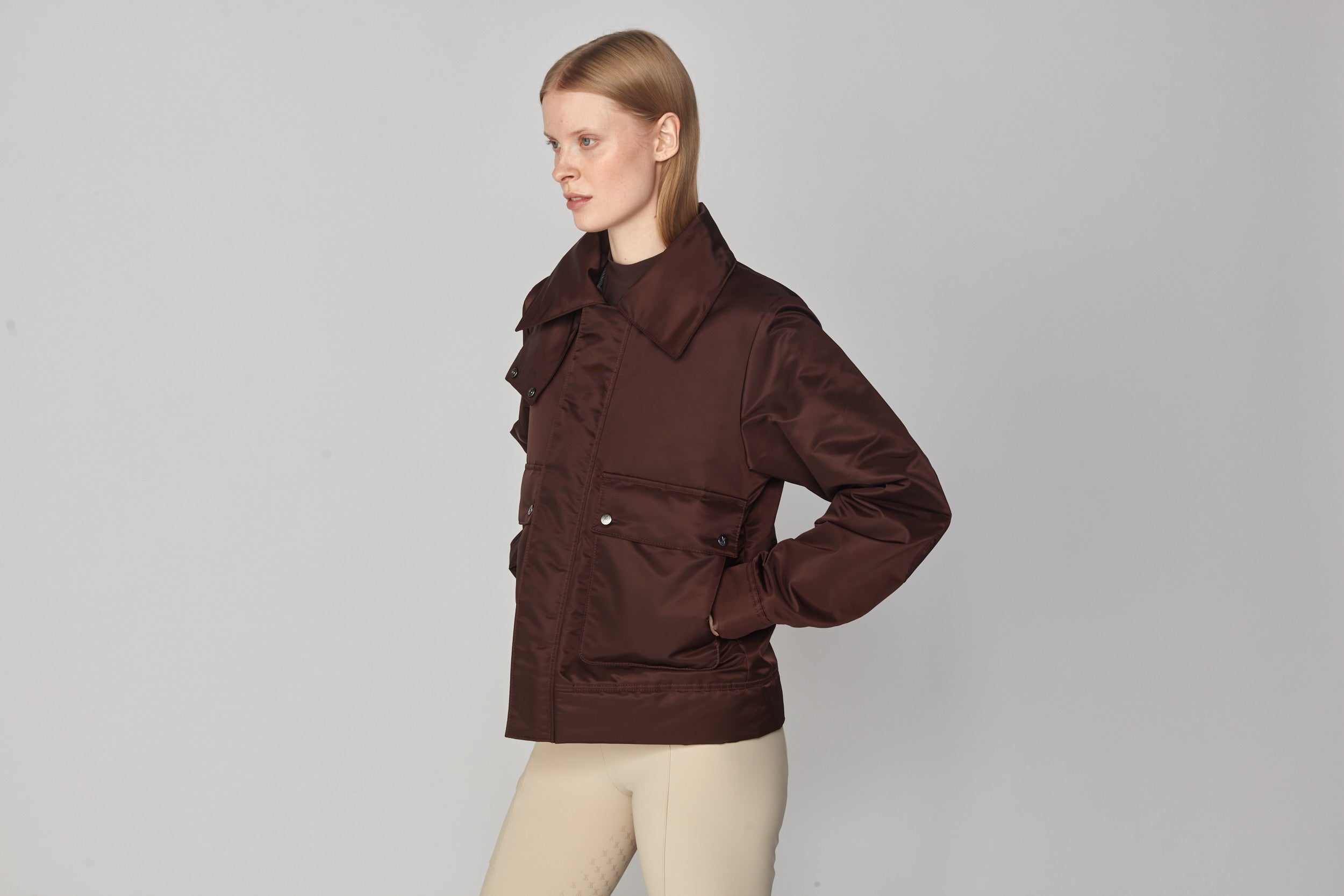 Short Padded Jacket in Dark Brown