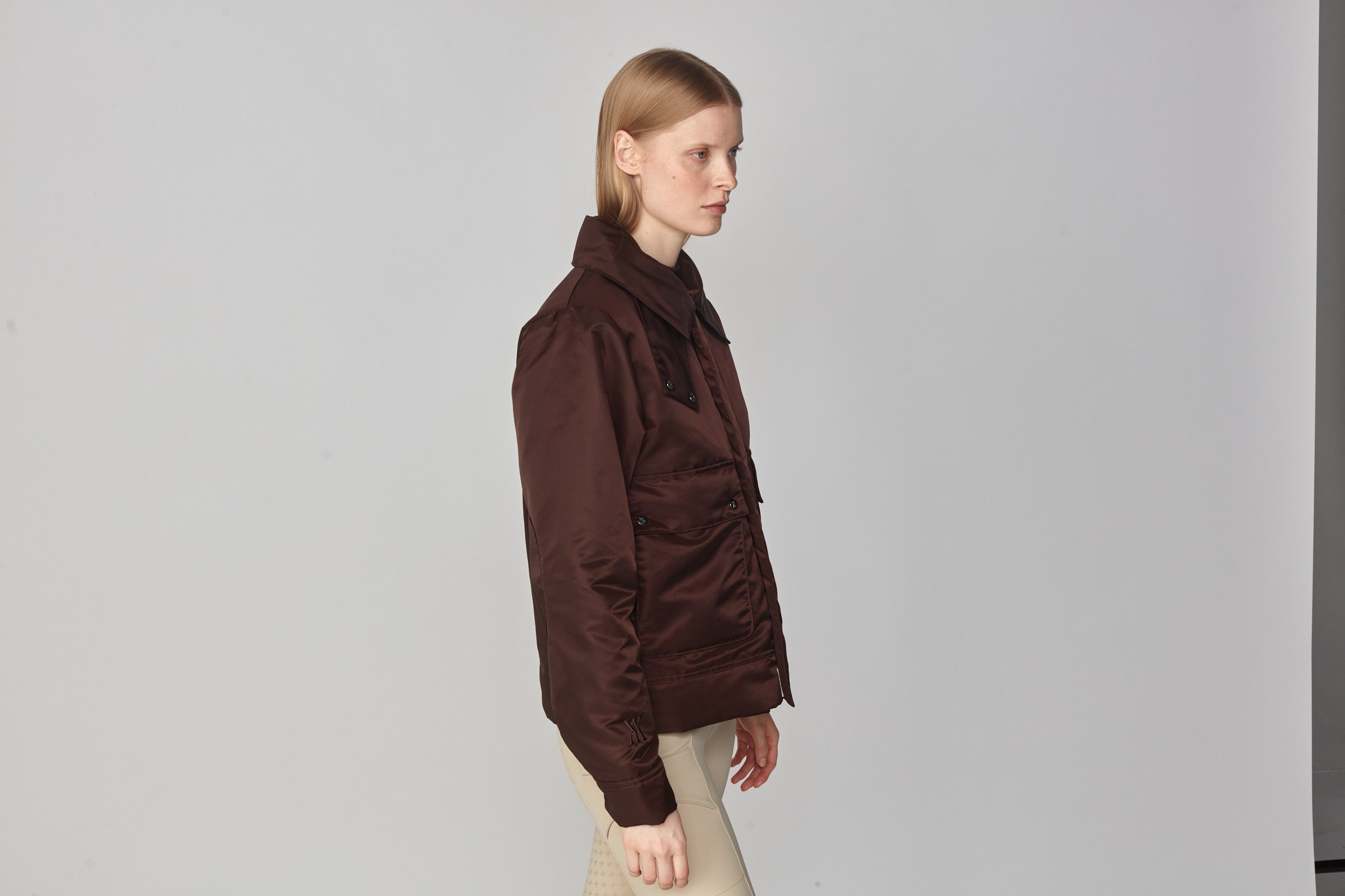 Short Padded Jacket in Dark Brown