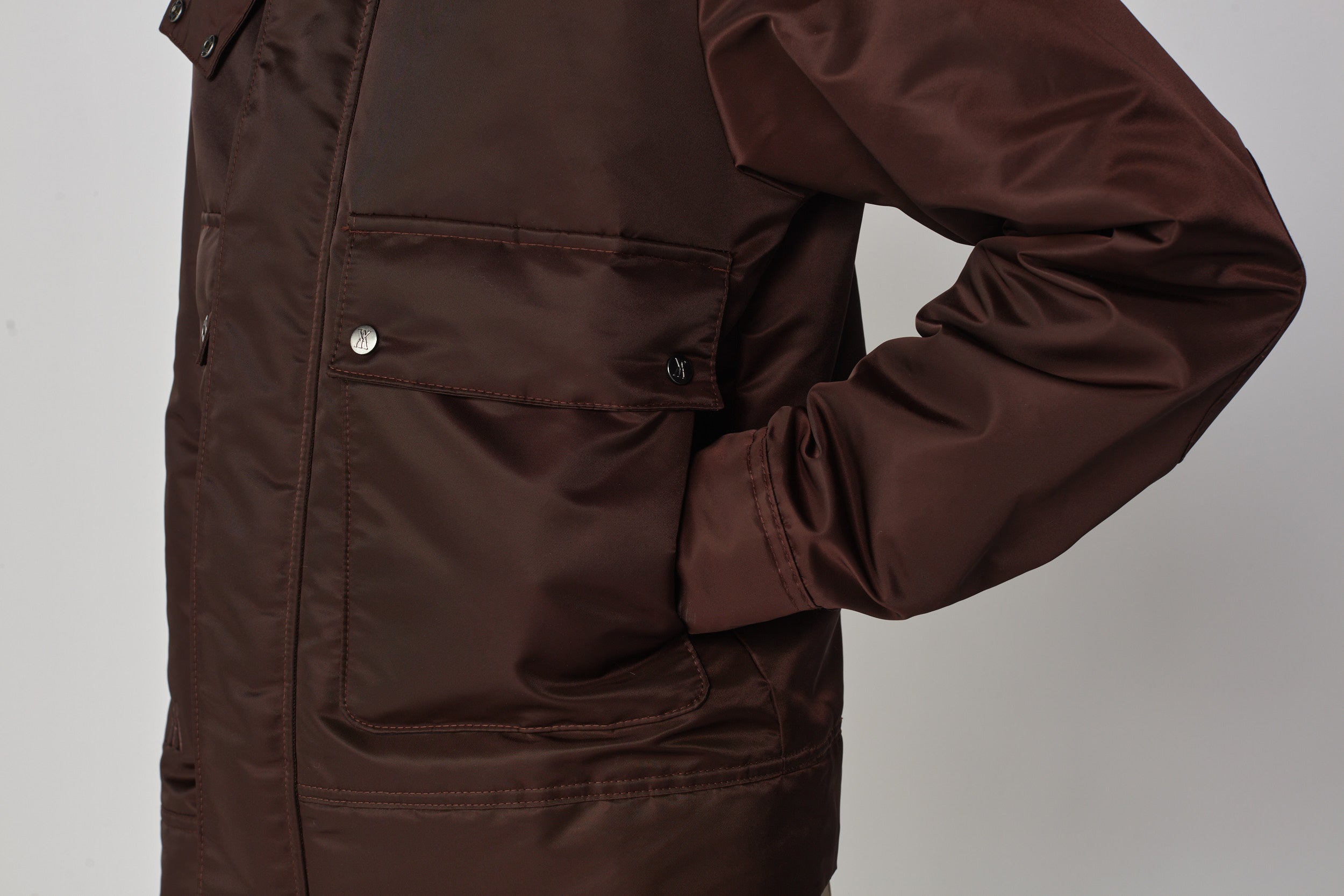Short Padded Jacket in Dark Brown