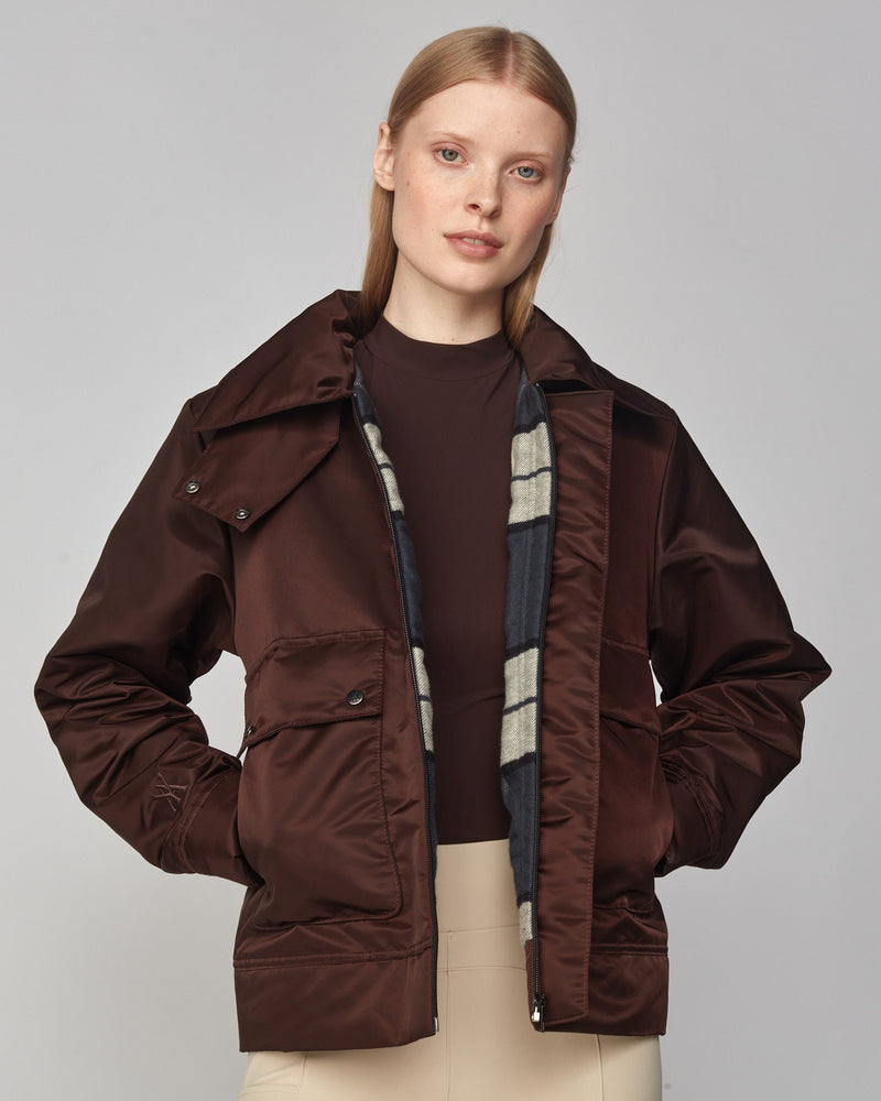 Short Padded Jacket in Dark Brown