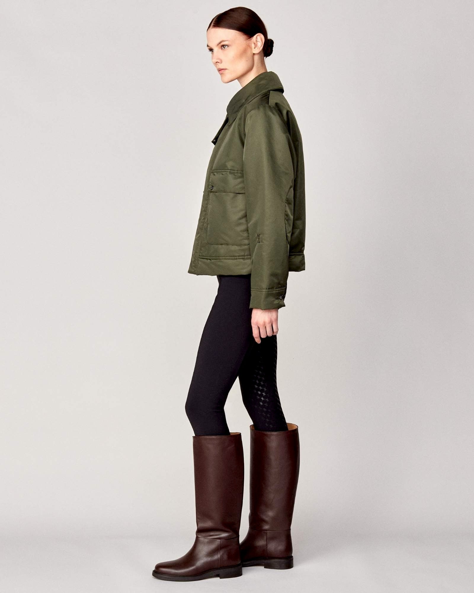 Short Padded Jacket in Green