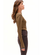 Kira Long Sleeve Top in Bronze Green