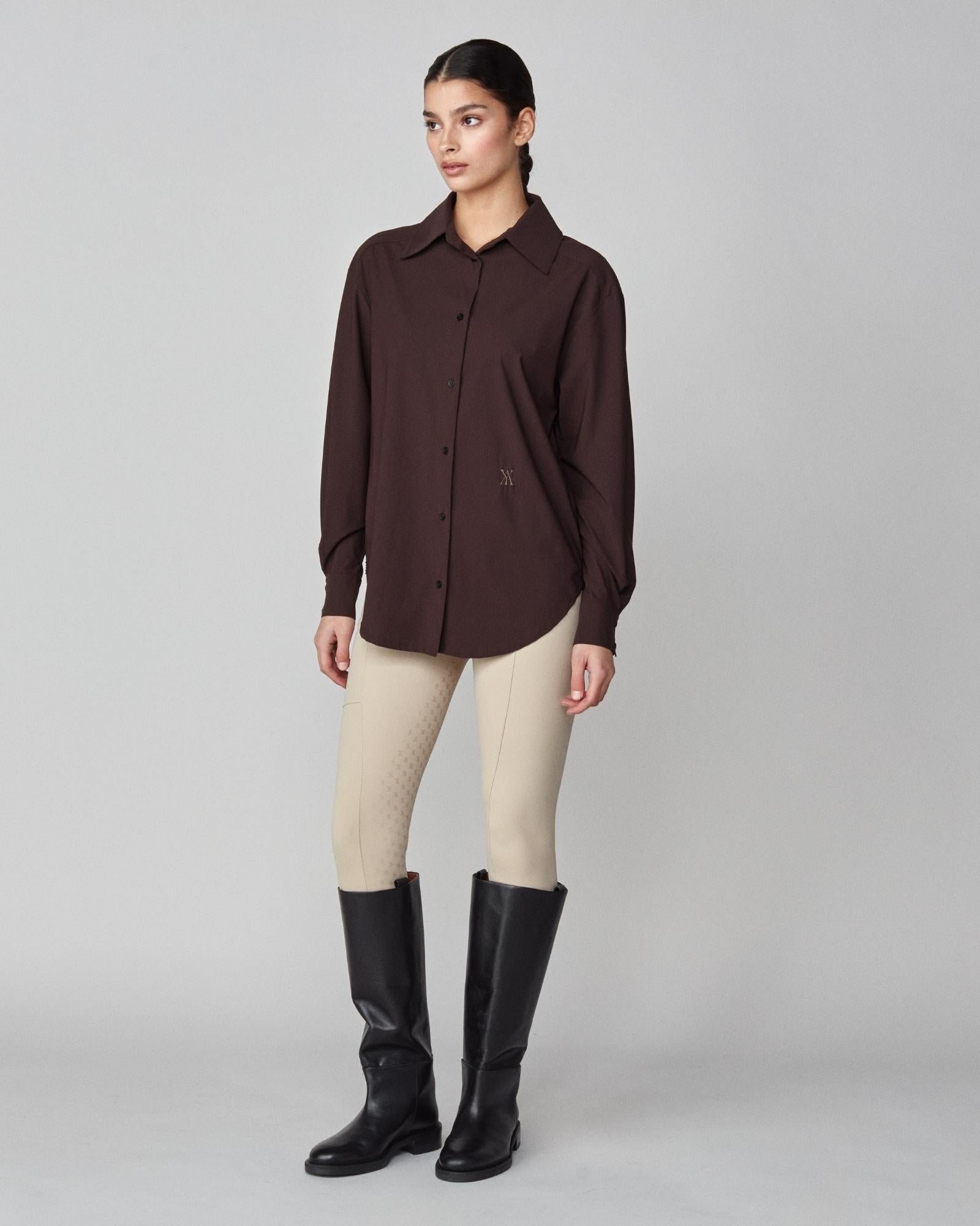 Stretchy Riding Shirt in Dark Brown