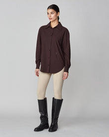 Stretchy Riding Shirt in Dark Brown