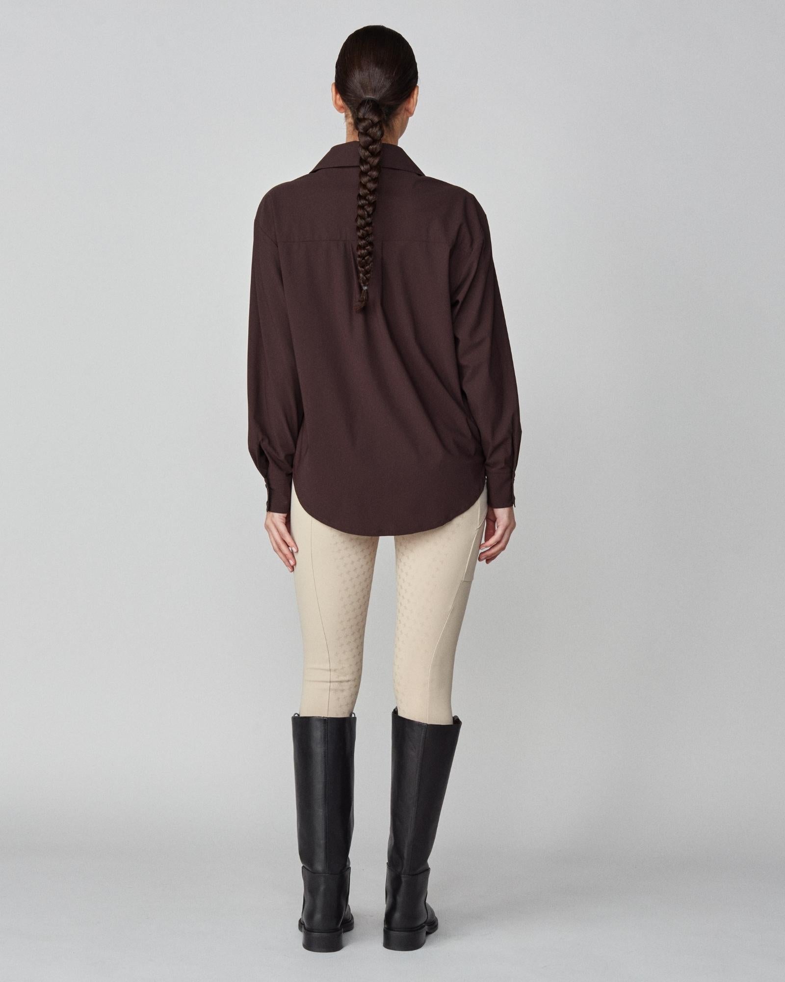Stretchy Riding Shirt in Dark Brown