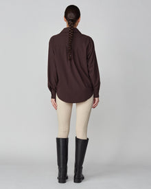 Stretchy Riding Shirt in Dark Brown