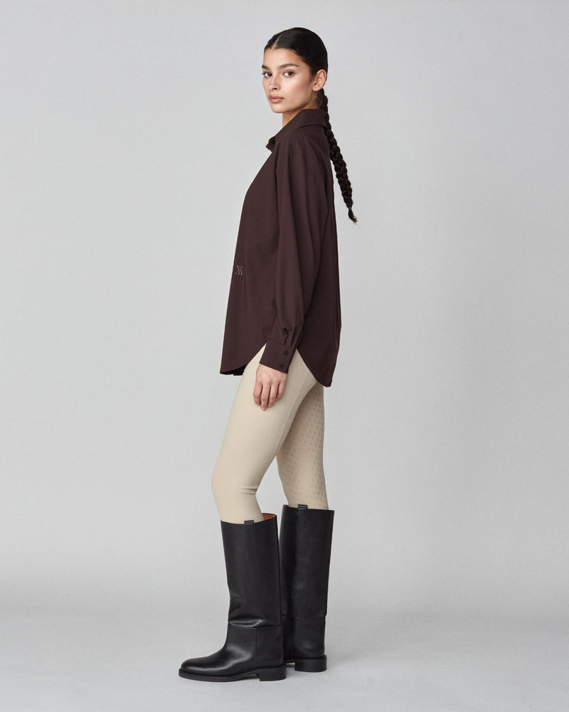 Stretchy Riding Shirt in Dark Brown