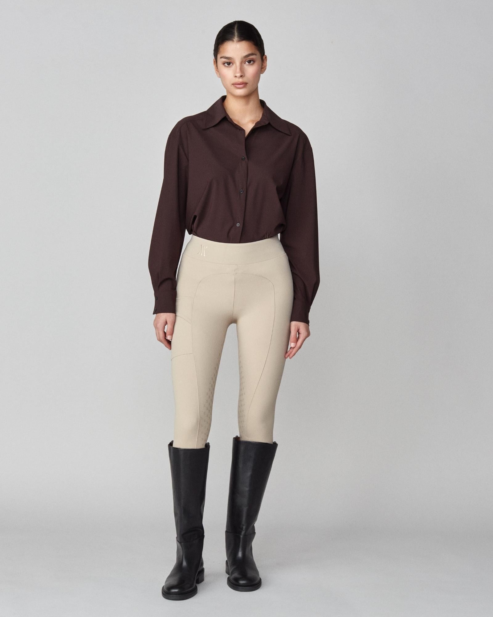 Stretchy Riding Shirt in Dark Brown