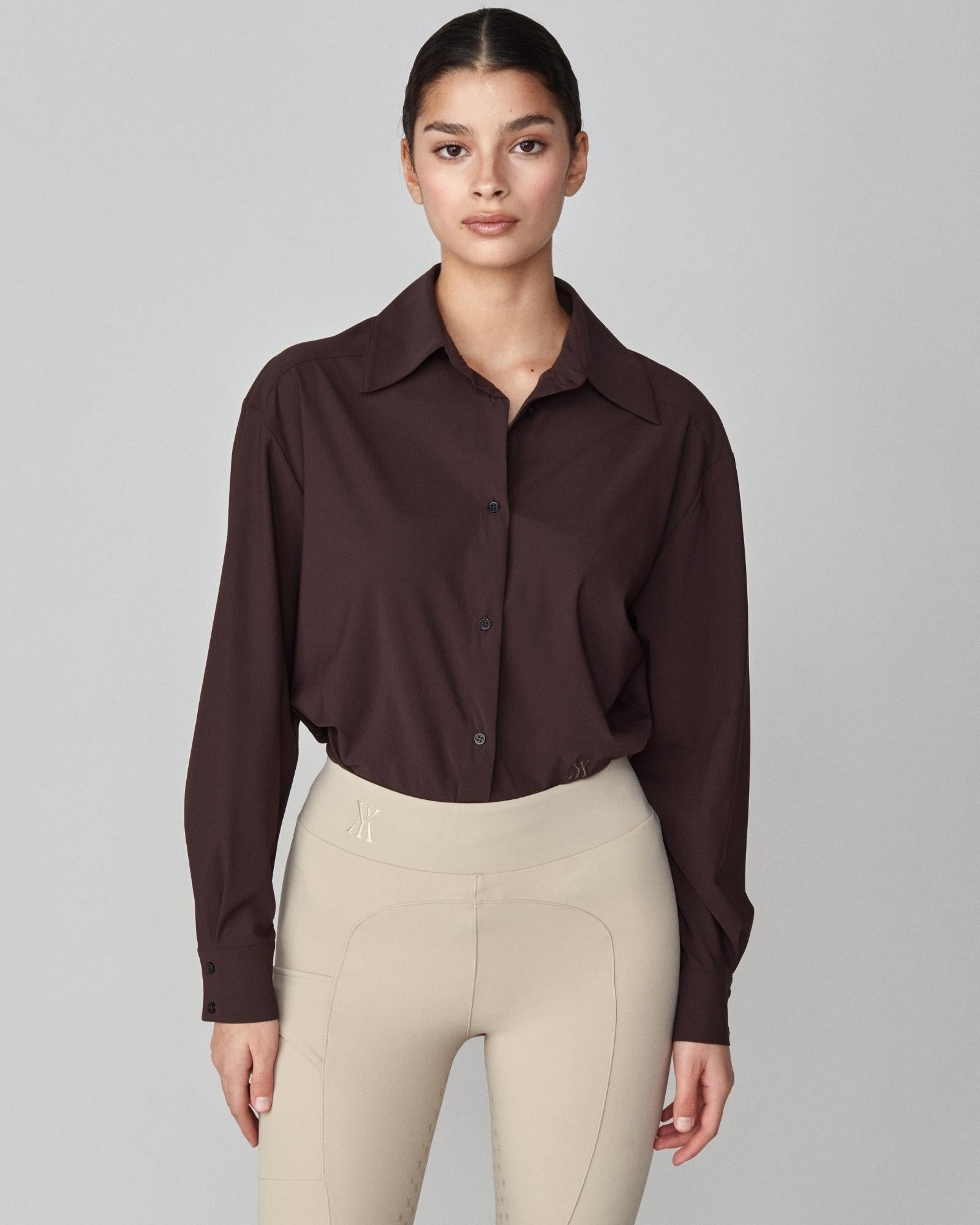 Stretchy Riding Shirt in Dark Brown