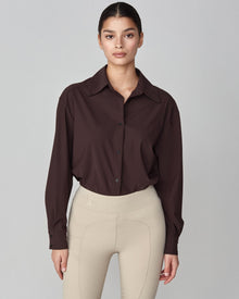 Stretchy Riding Shirt in Dark Brown