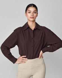 Stretchy Riding Shirt in Dark Brown