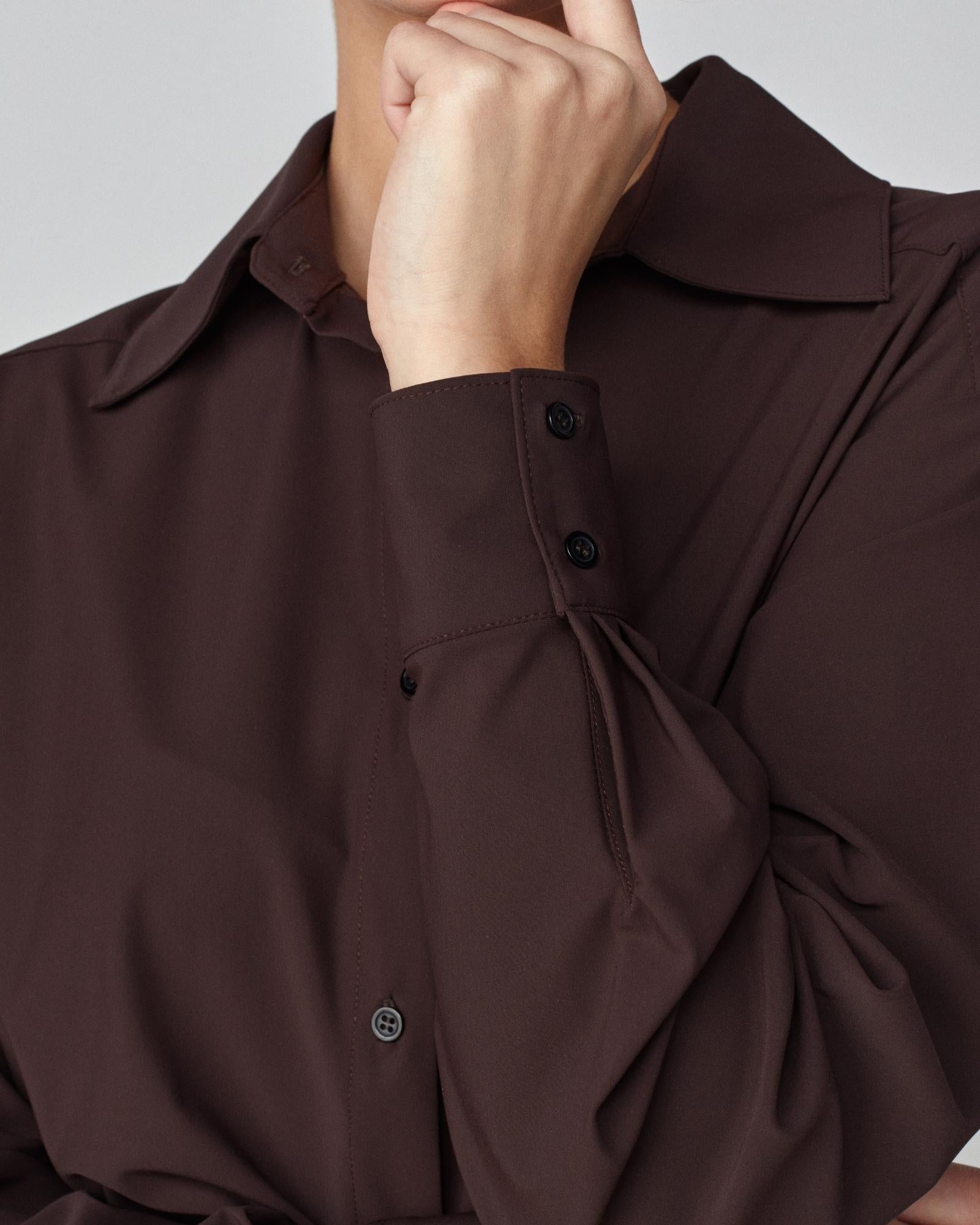 Stretchy Riding Shirt in Dark Brown