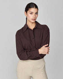 Stretchy Riding Shirt in Dark Brown
