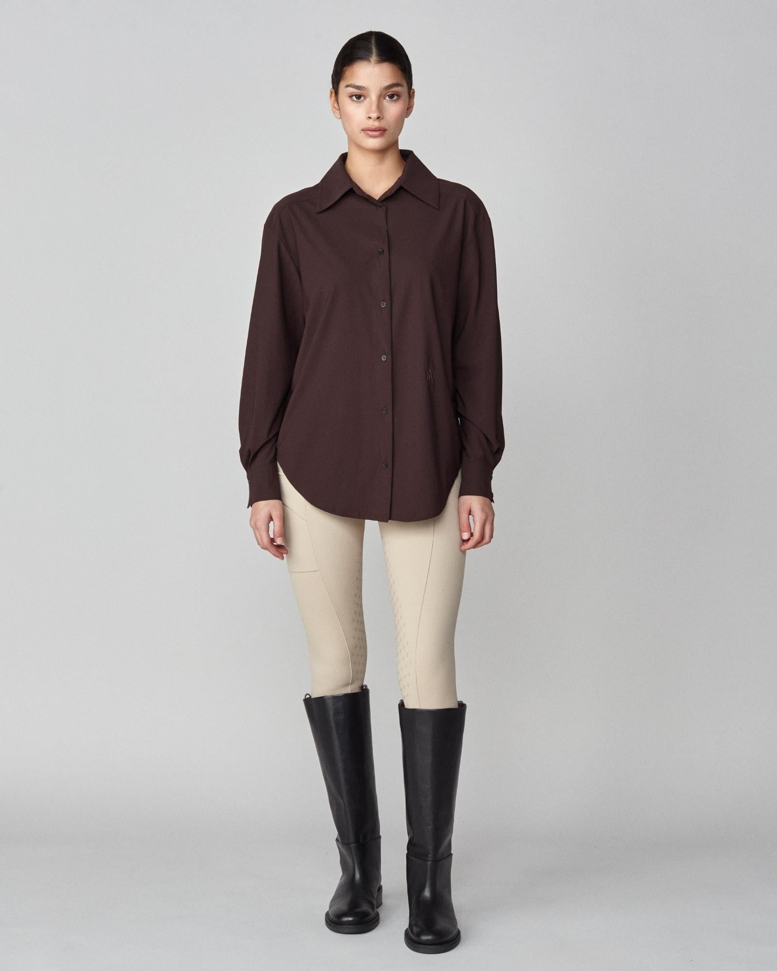 Stretchy Riding Shirt in Dark Brown