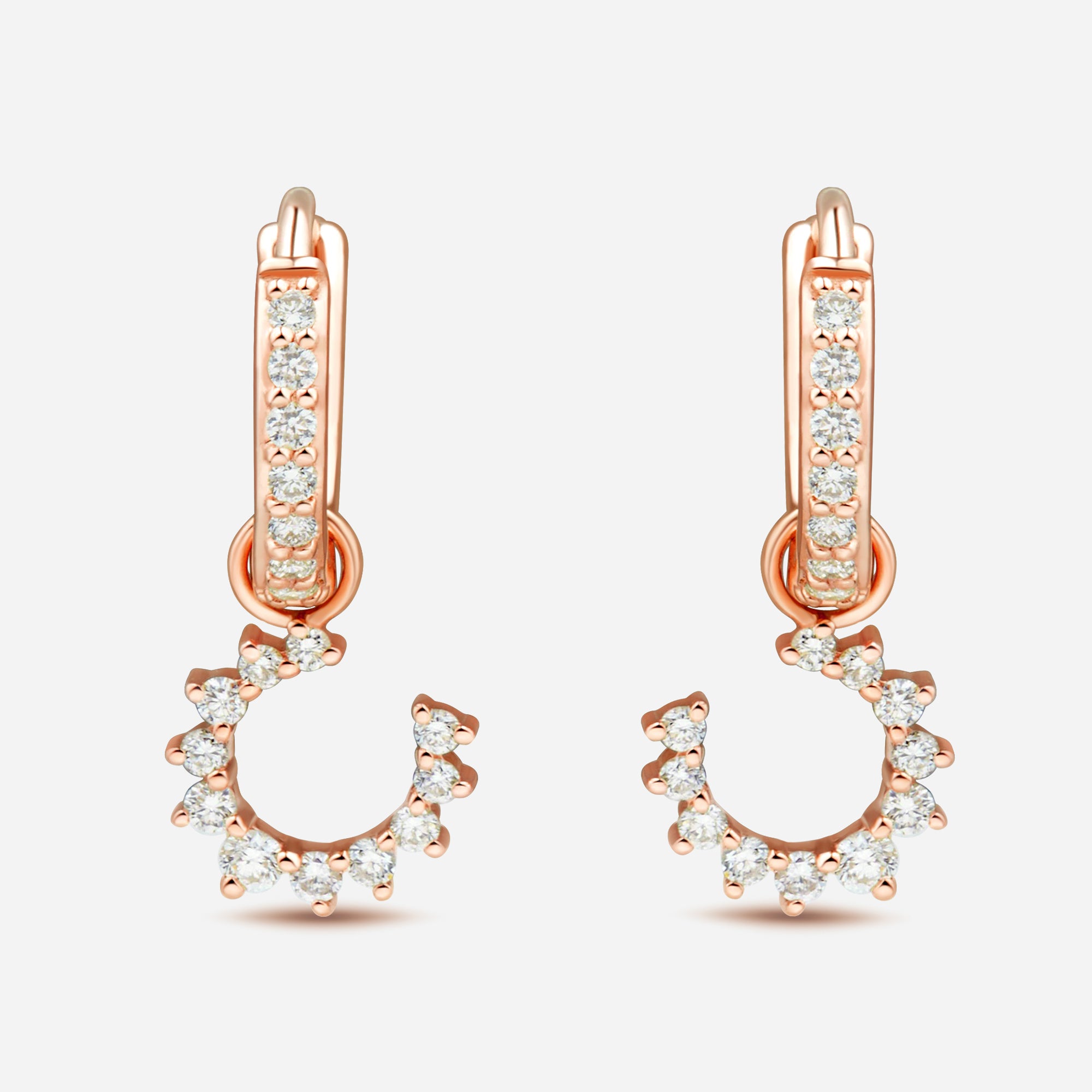 Confidence Hoop Earrings in 9k Pink Gold with White Diamonds