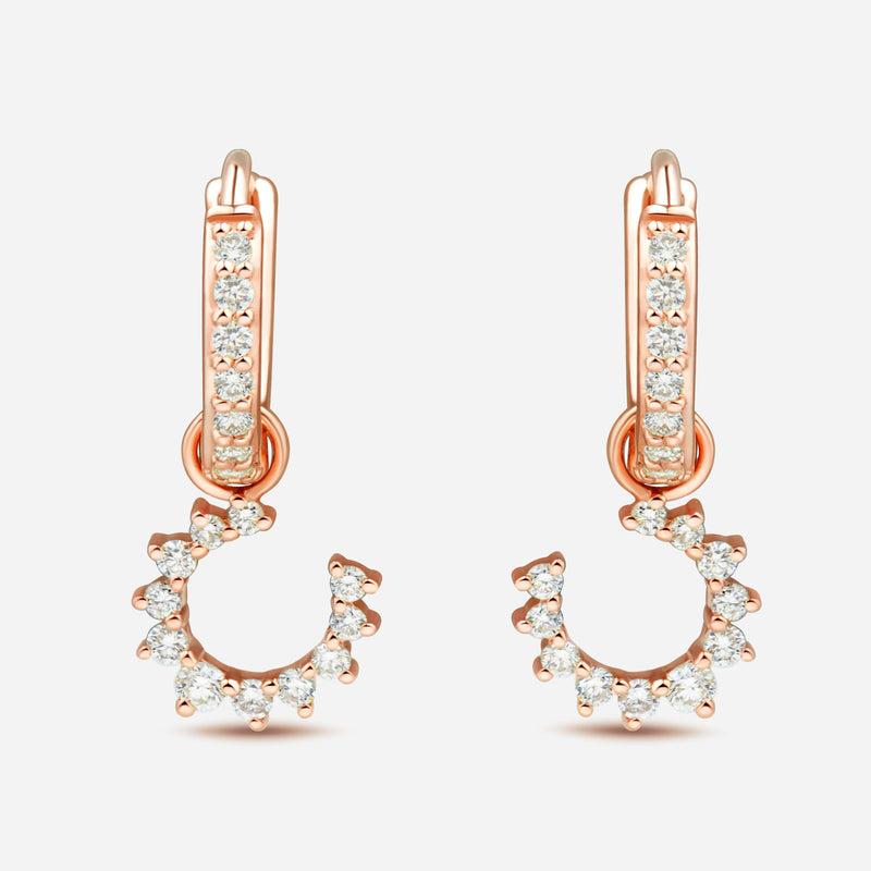 Confidence Hoop Earrings in 9k Pink Gold with White Diamonds
