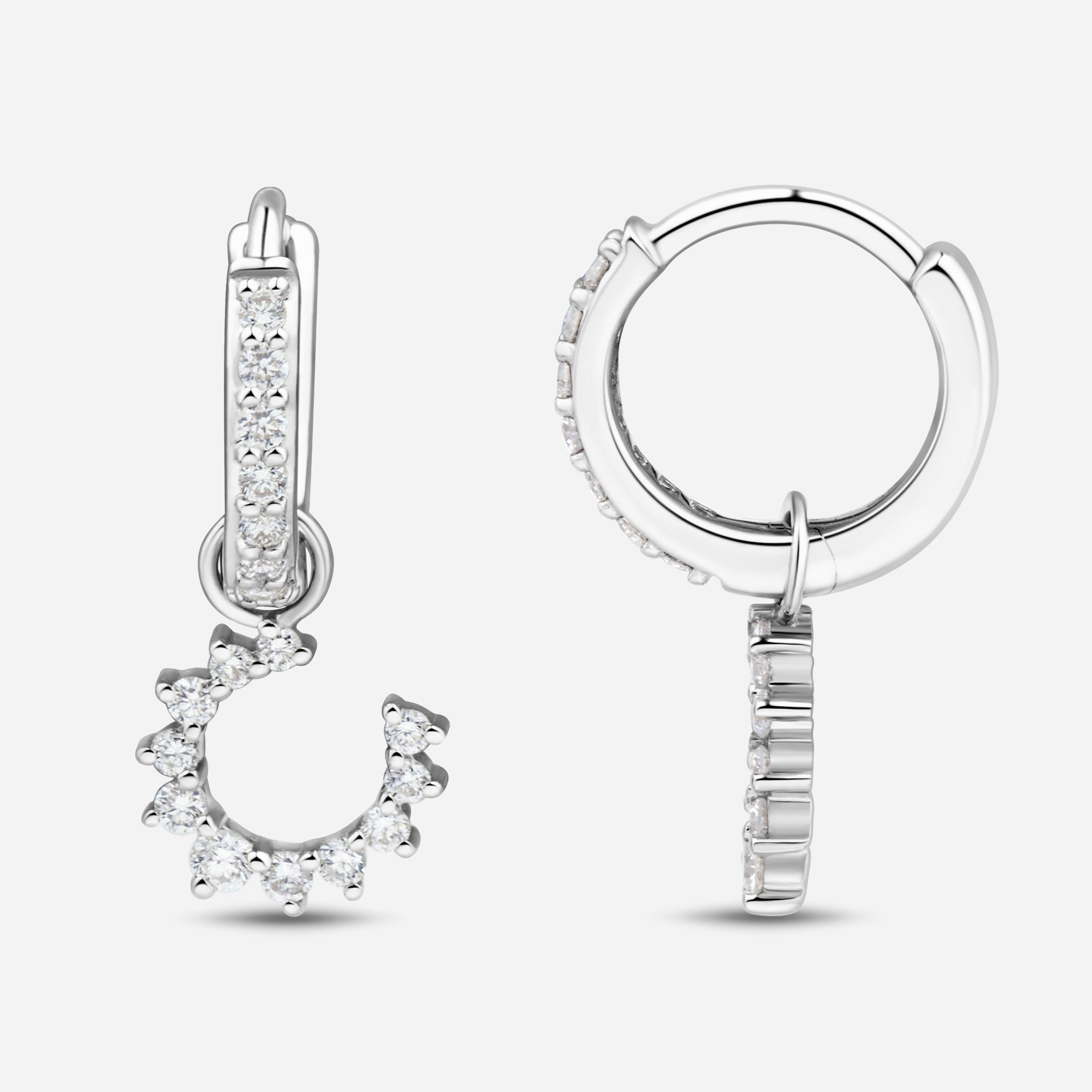 Confidence Hoop Earrings in 9k White Gold with White Diamonds