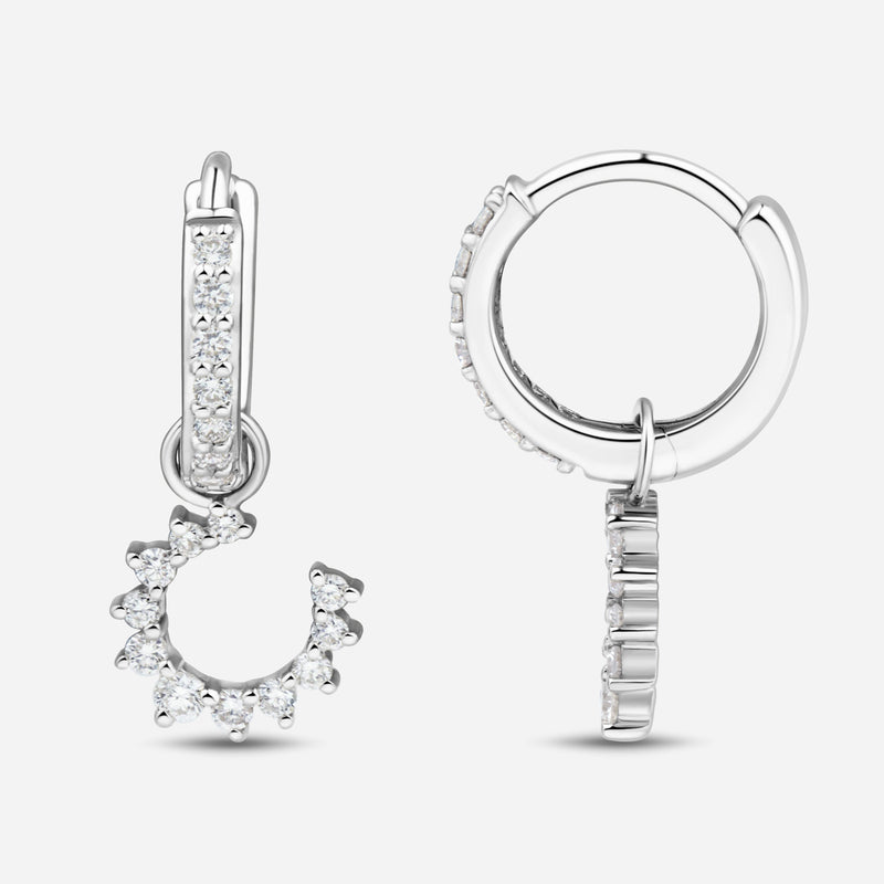 Confidence Hoop Earrings in 9k White Gold with White Diamonds
