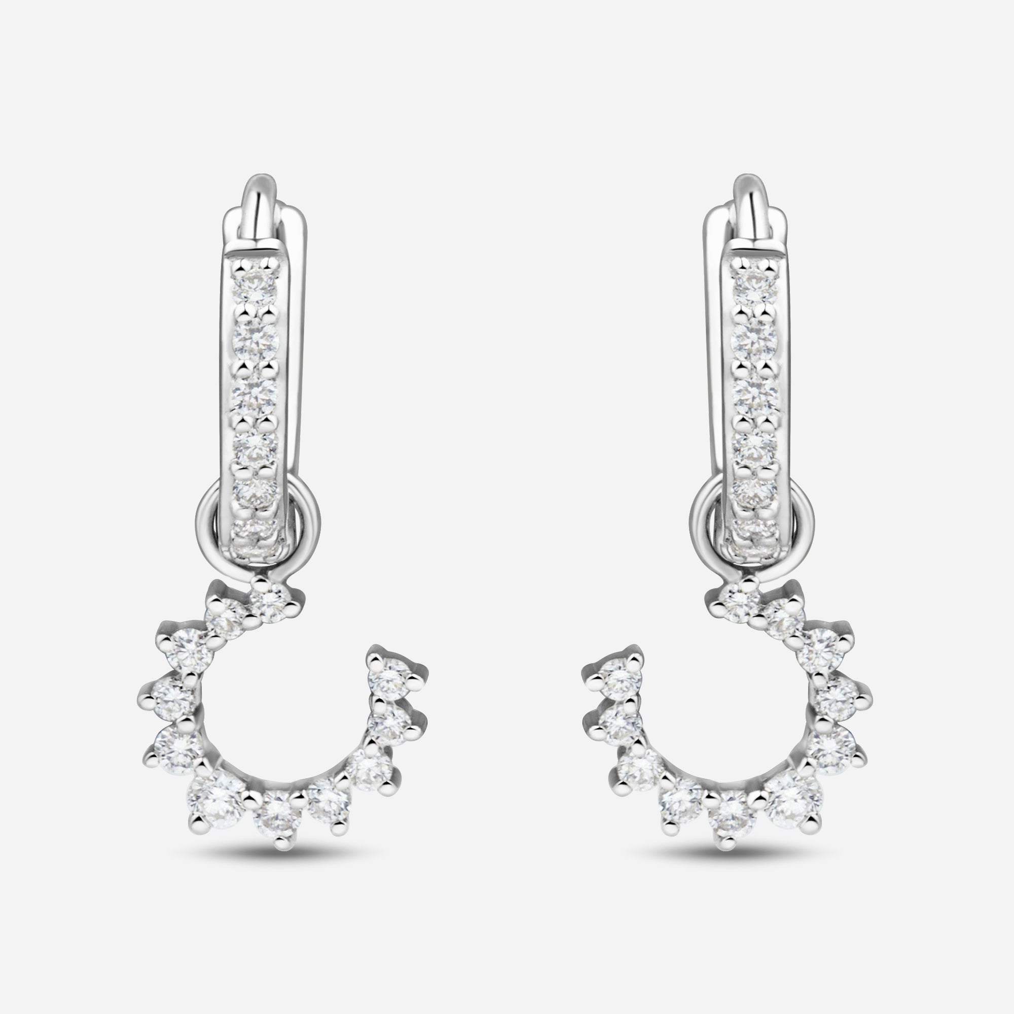Confidence Hoop Earrings in 9k White Gold with White Diamonds