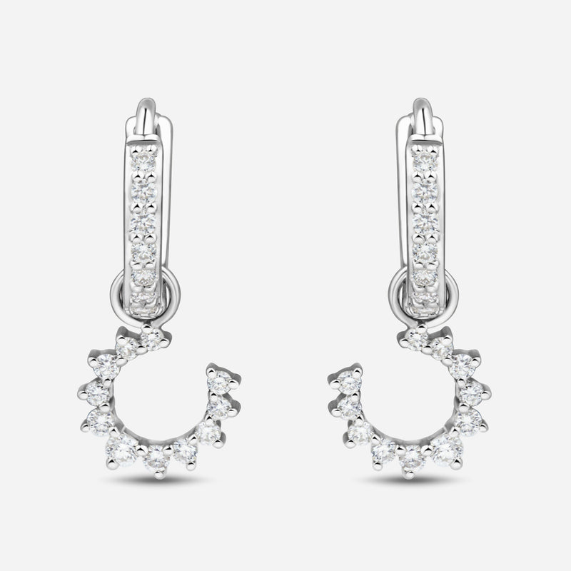 Confidence Hoop Earrings in 9k White Gold with White Diamonds